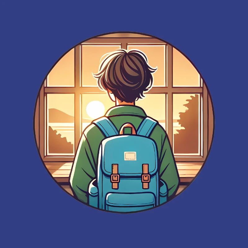 Sunset Student with Backpack Badge