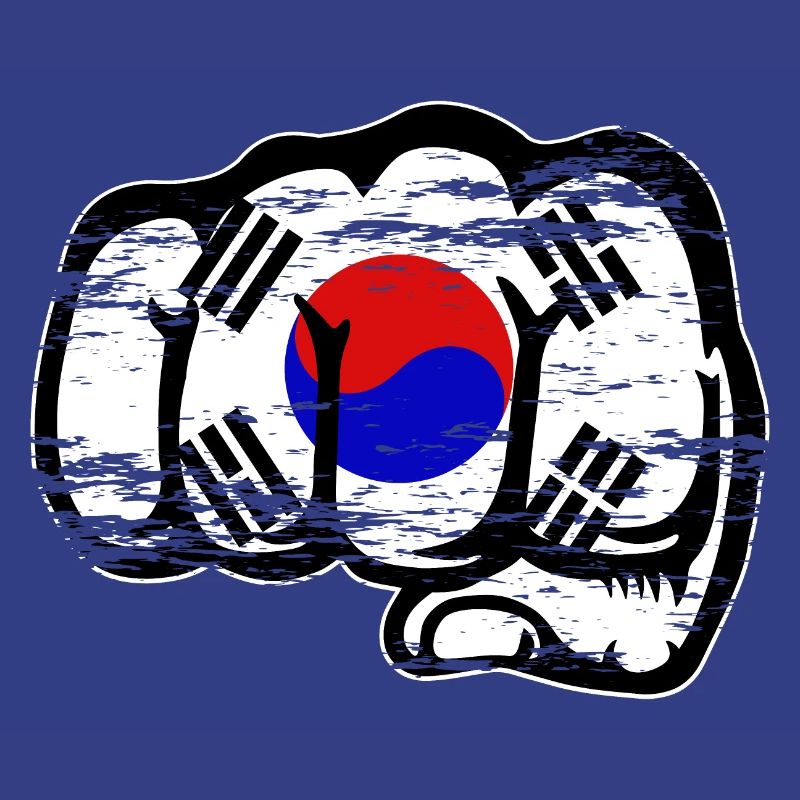 Drapeau de la Corée du Sud Main Poing Utilisé