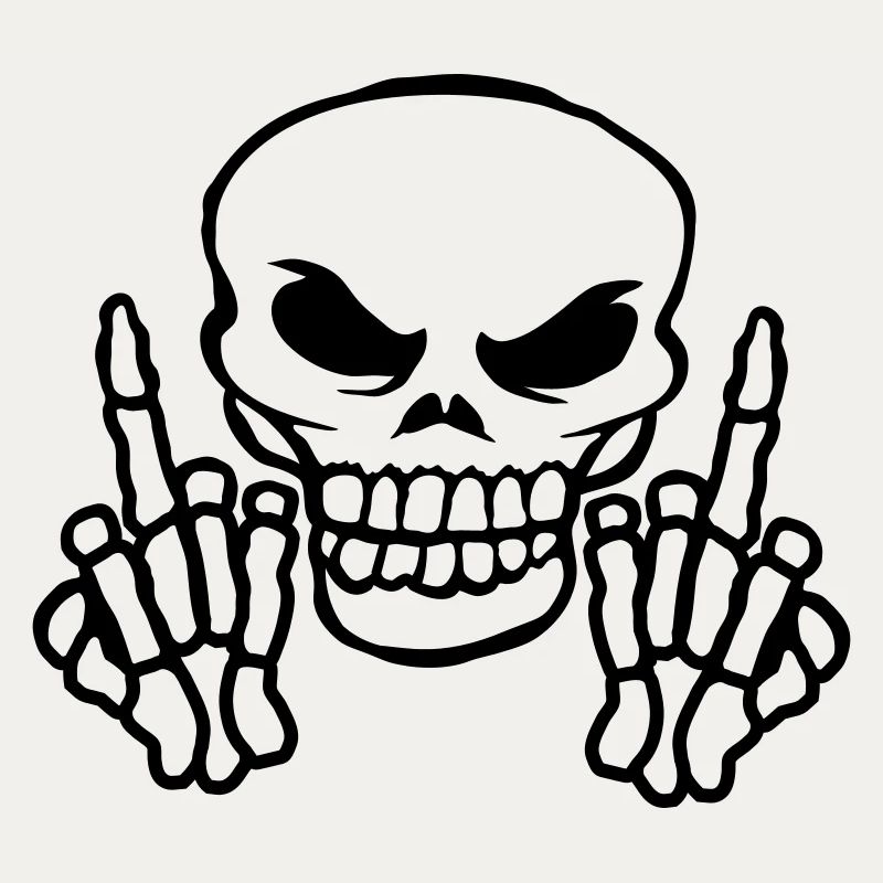 Evil skull showing middle finger