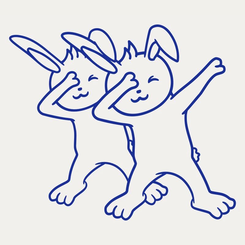 2 Lapins Dabbing Dab Danse Pose Danse Amis Équipe