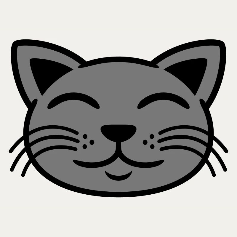 Visage de chat gris heureux