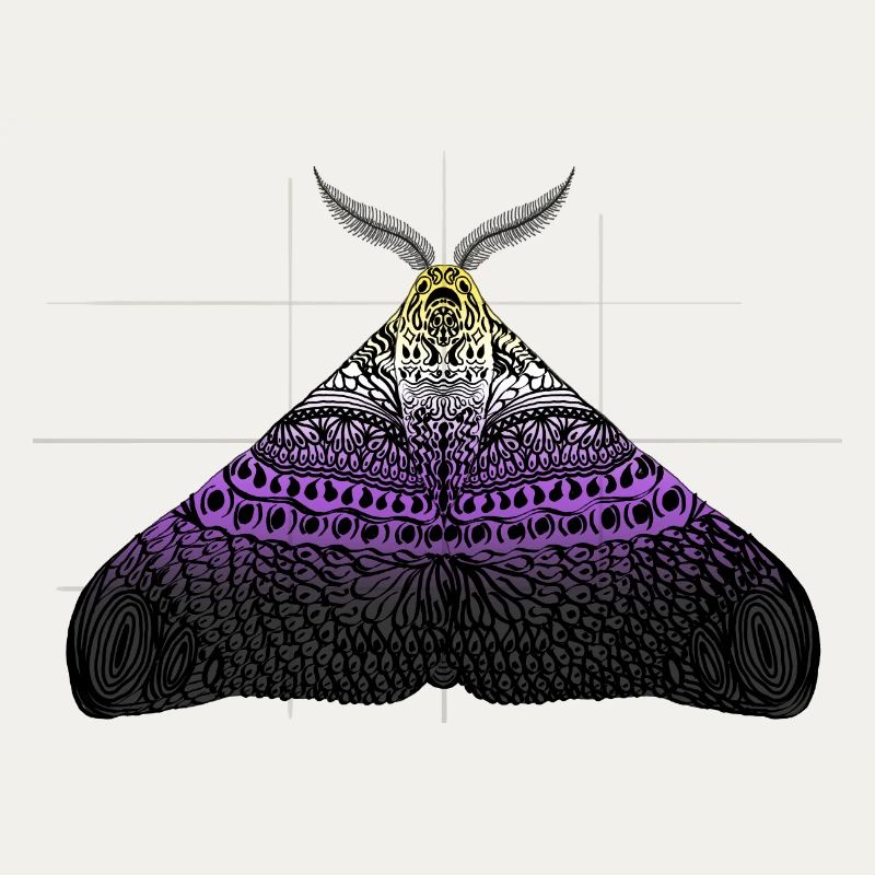 Non Binary Pride Moth Motif A