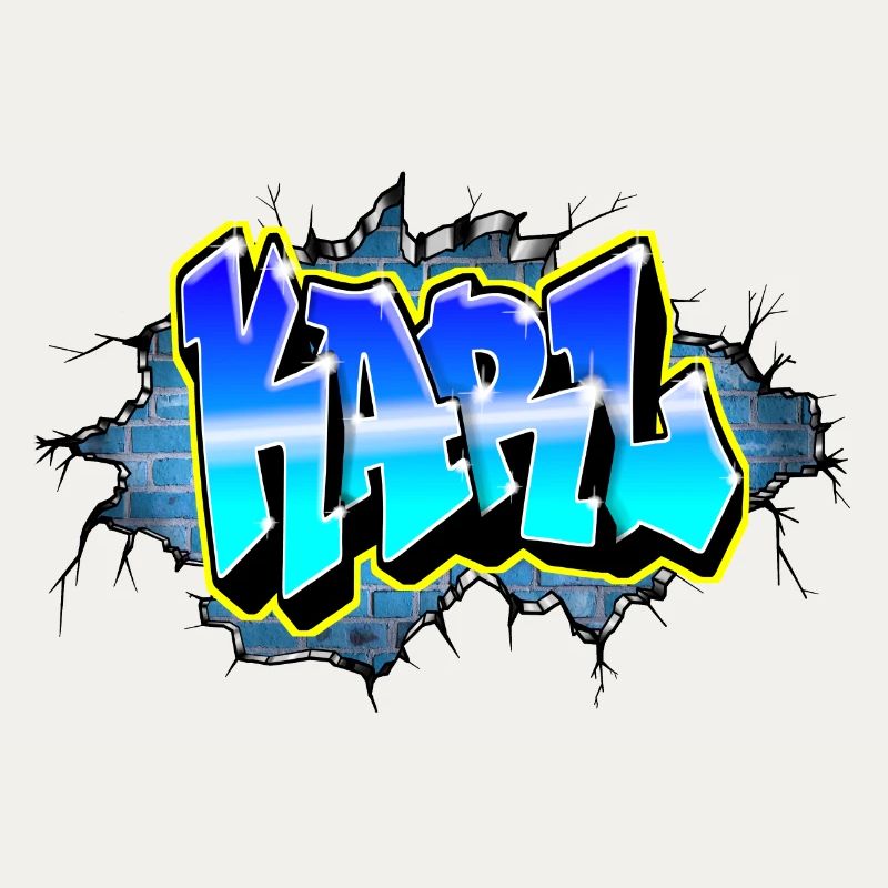 Graffiti KARL Blue Brick Crack