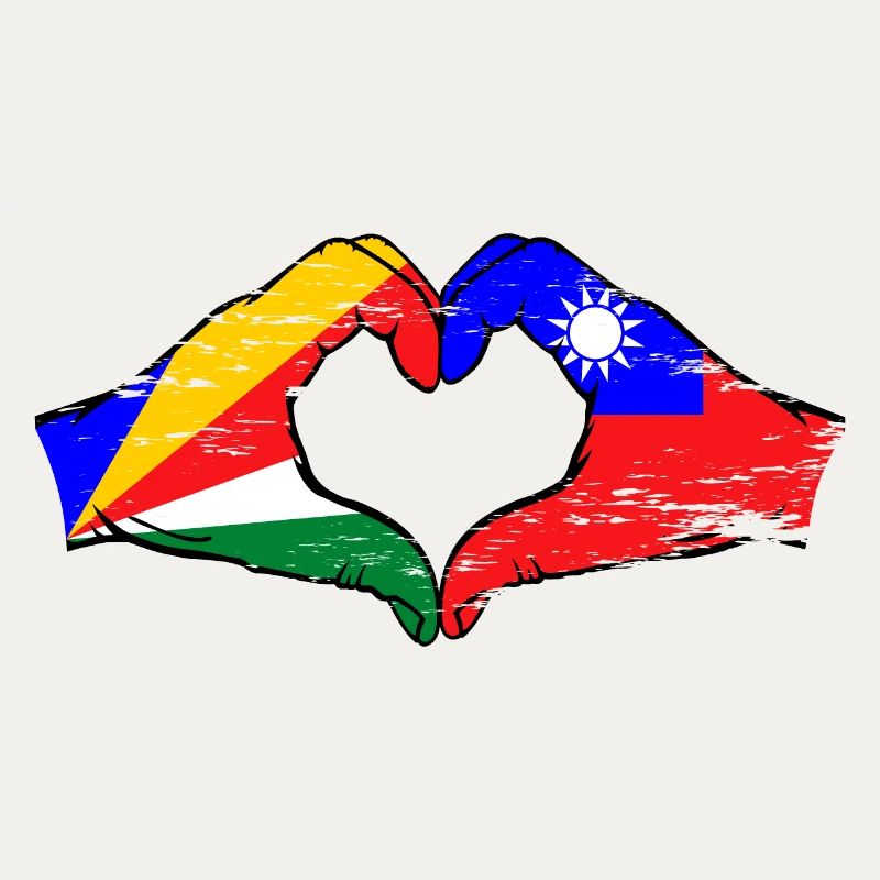 Seychelles Taïwan drapeau mains forme de coeur utilisé