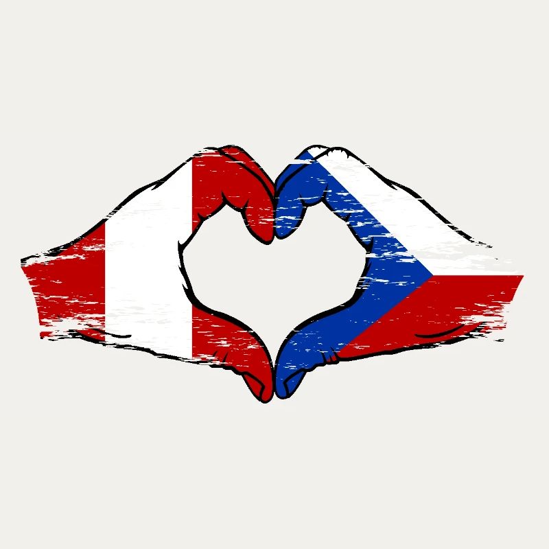 Pérou République tchèque drapeau mains forme de coeur utilisé