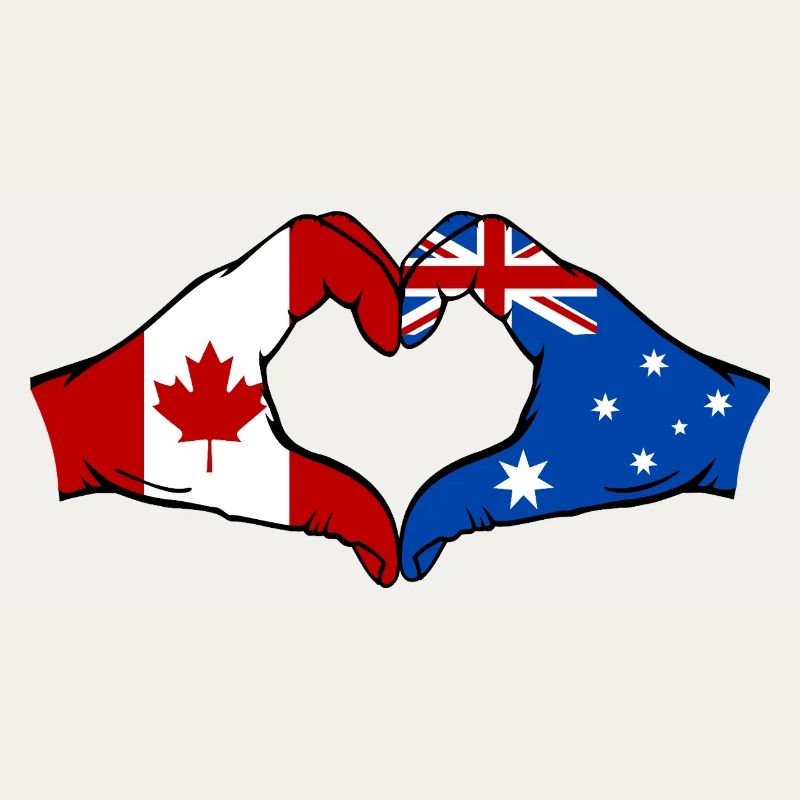 Canada Australia Flag Hands Heart Shape