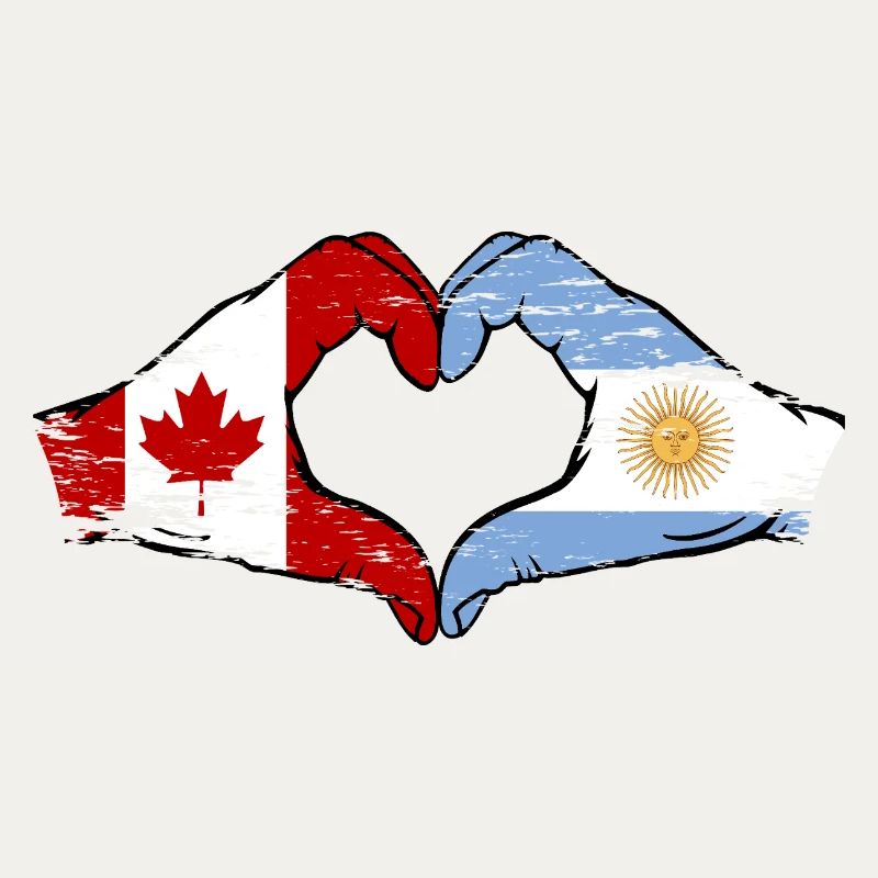 Canada Argentine drapeau mains forme de coeur utilisé