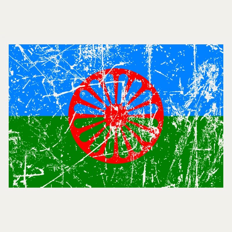 drapeau du peuple romani ou styago le romengo