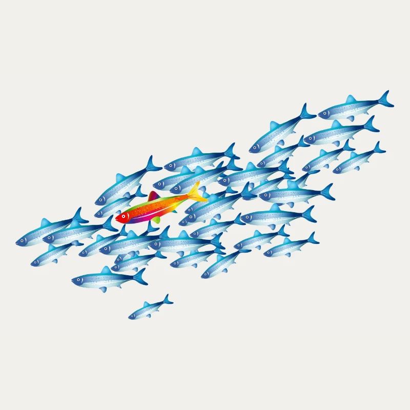le poisson coloré dans l’essaim de poisson