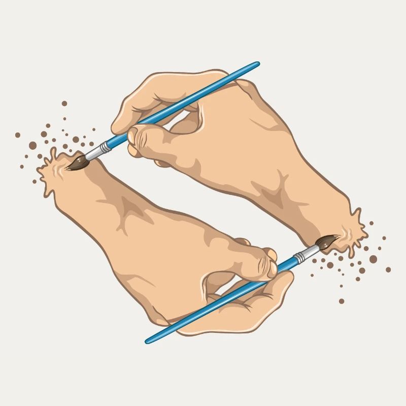 Hands and paint brushes