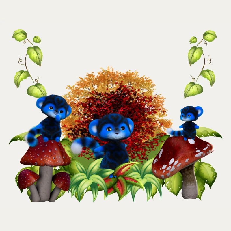 Singes bleus de la forêt d’automne
