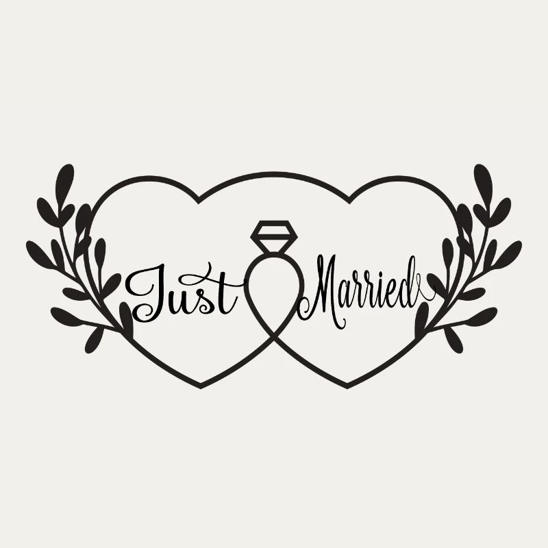Cœurs entrelacés et bague -  Just Married
