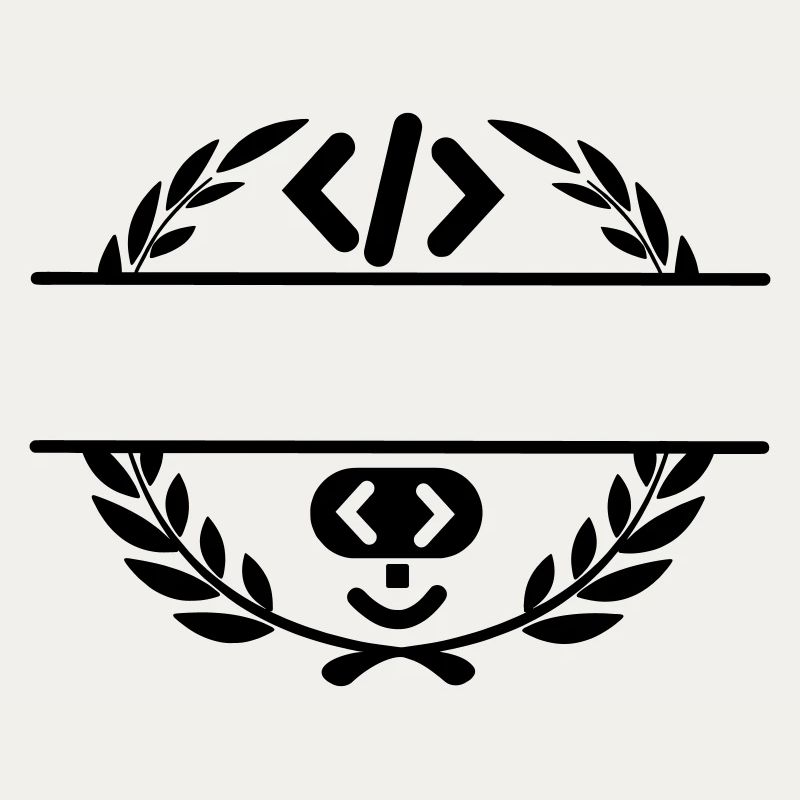 Code-Logo und Code-Smiley im Lorbeerkranz