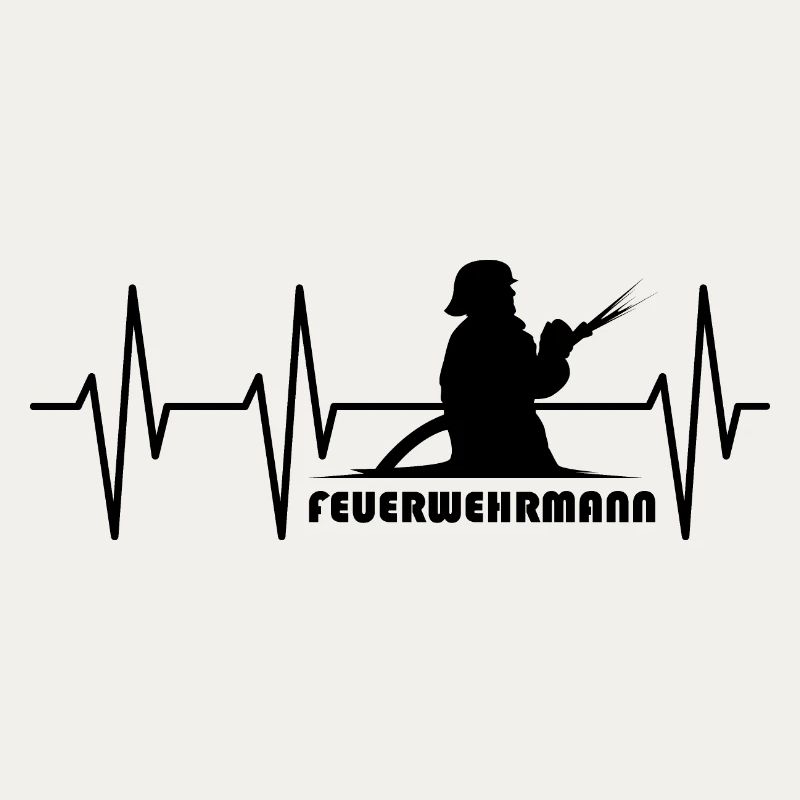 Firefighter Pulse Heartbeat Fire Brigade Symbol