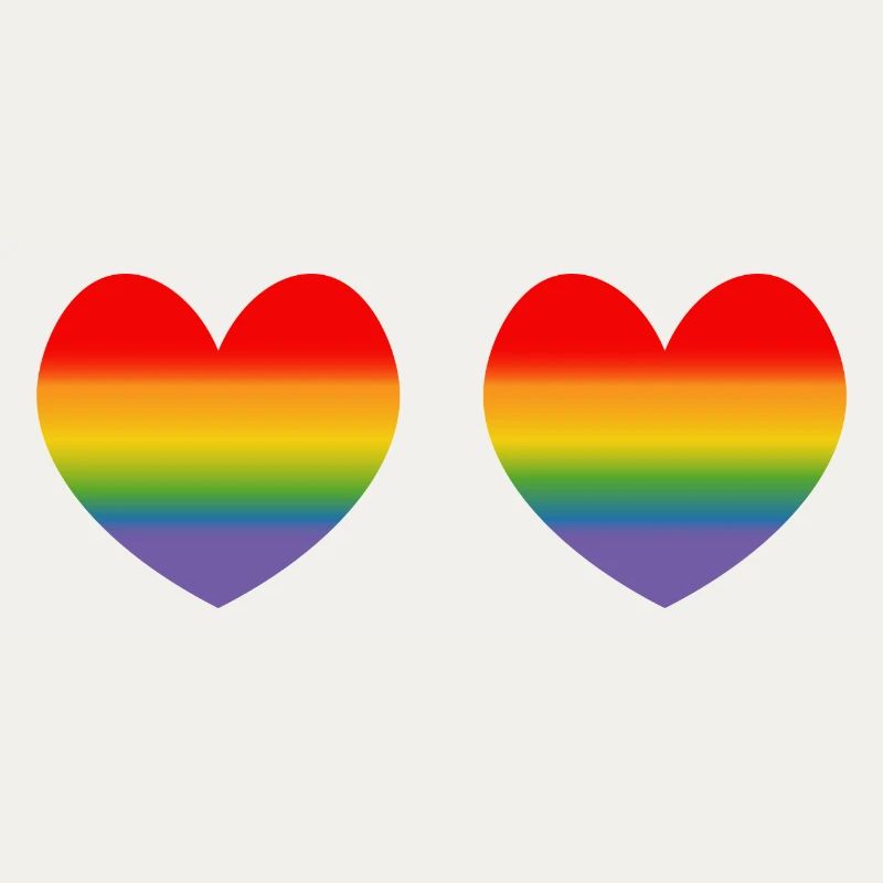 Two rainbow hearts gradient