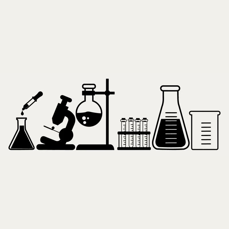 Laboratoire avec bocaux, microscope et tubes