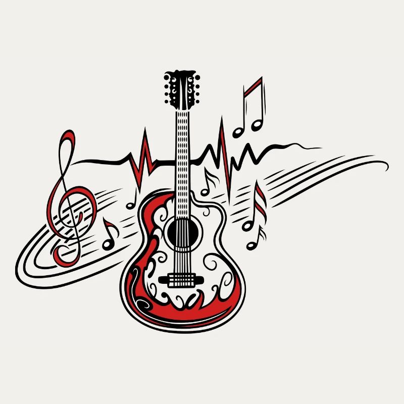 Heartbeat Guitar Musical Notes Pulse