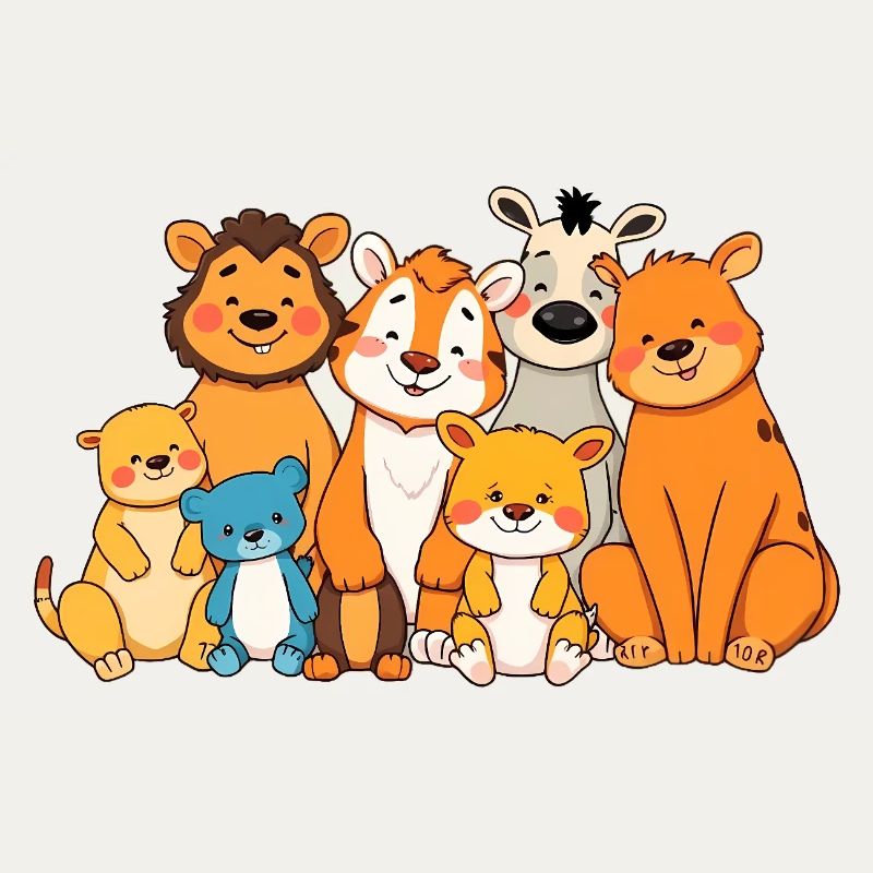 Verspielte Tierfamilie Comic Design