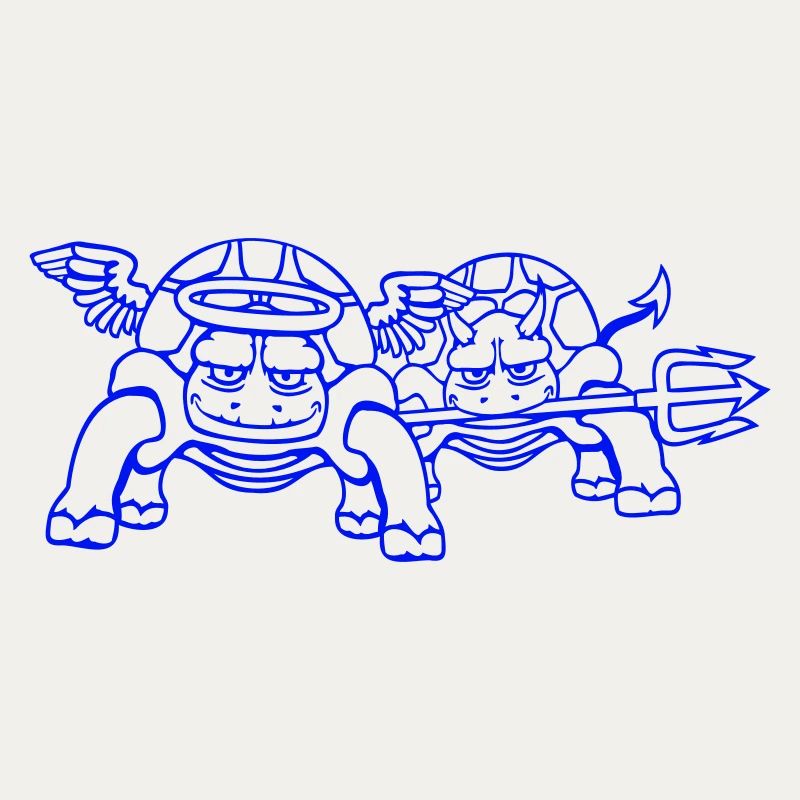 2 Tortues Conscience Équipe Devil Angel Mal Bien