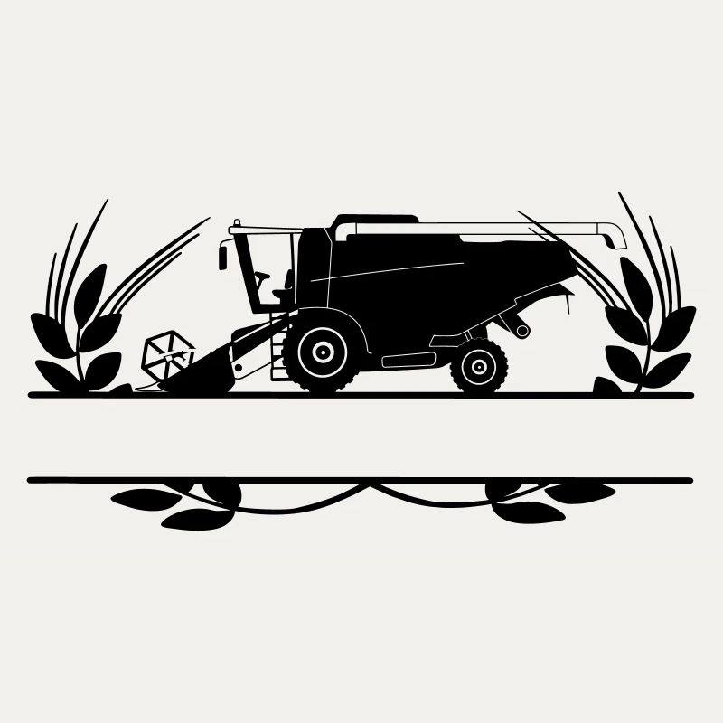 Combine Harvester in Crop Circle with Text Space