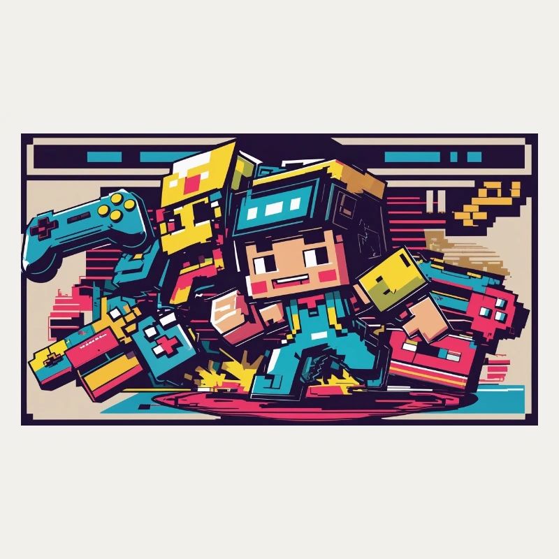 Voxel Gaming Held mit Retro-Design