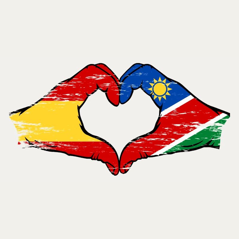 Spain Namibia Flag Hands Heart Shape Used