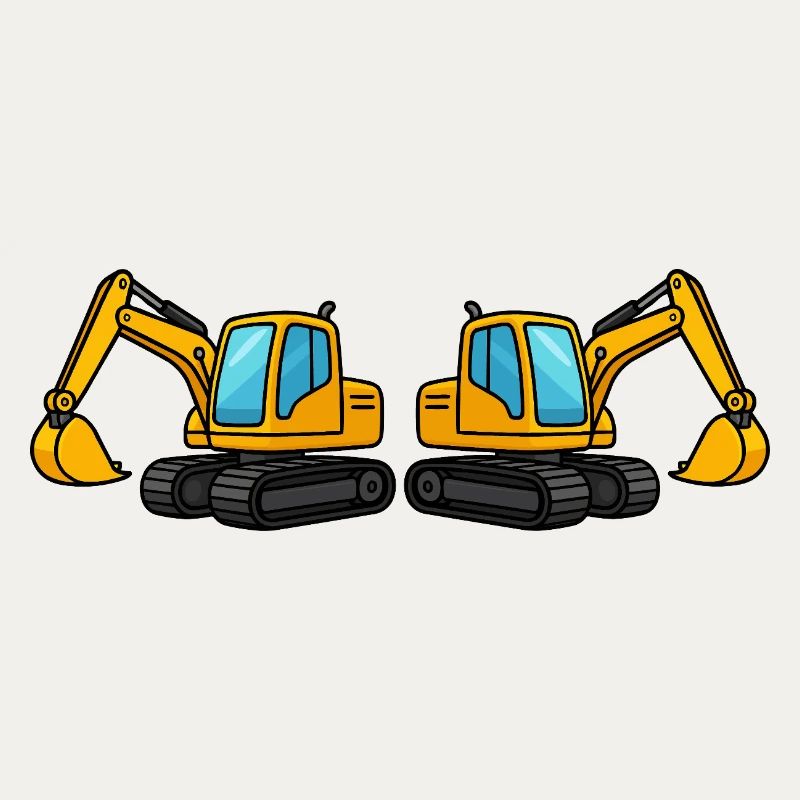 Silhouette de machine de construction double