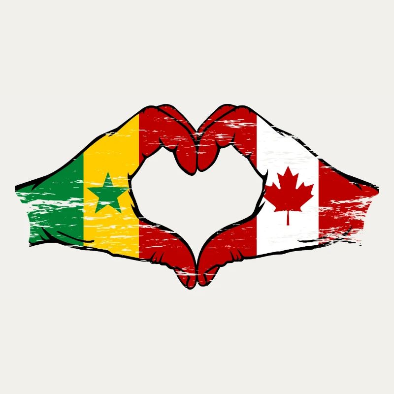 Sénégal Canada Drapeau Mains Coeur Forme