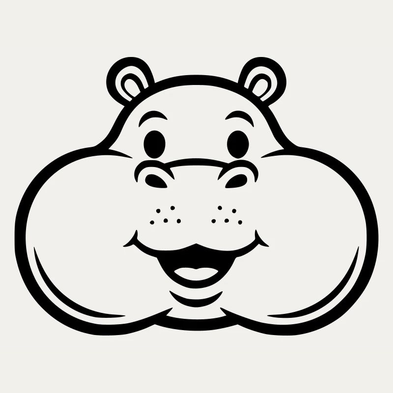 Laughing Hippo Head Face Comic Vector