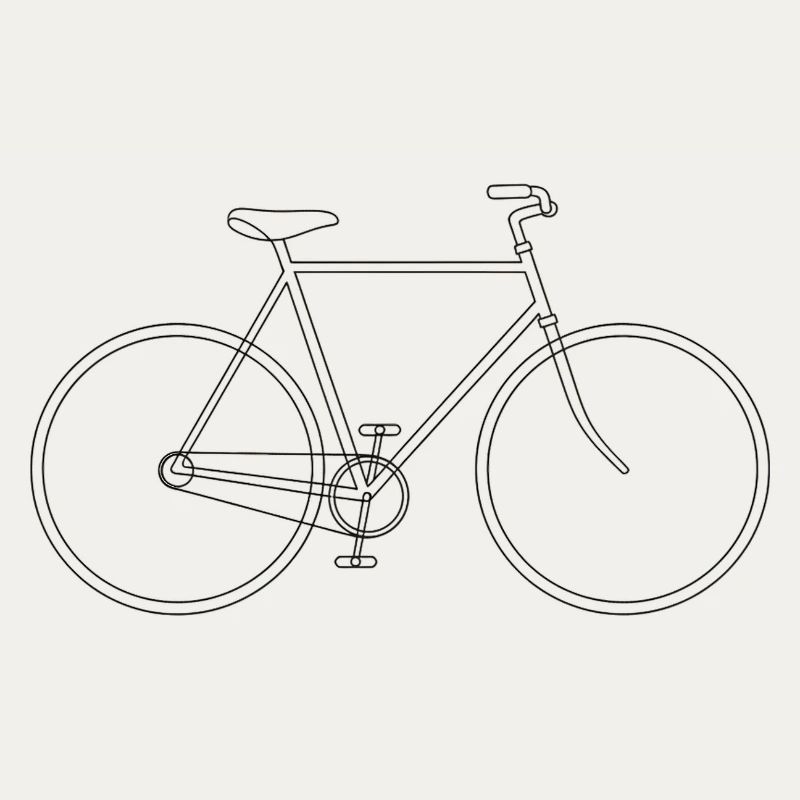 Minimalist Bicycle Graphic Line Art Wheel Outline