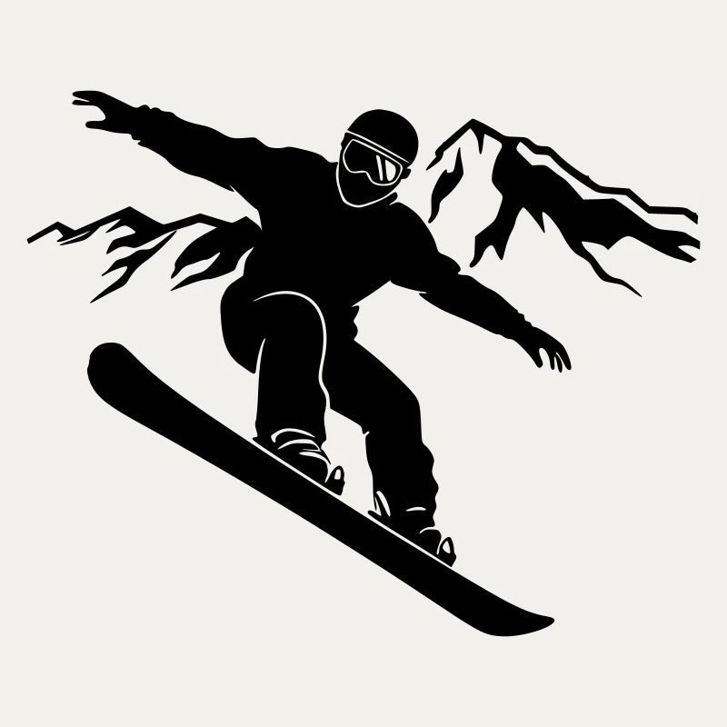 Snowboarder Schattenbild mit Bergpanorama