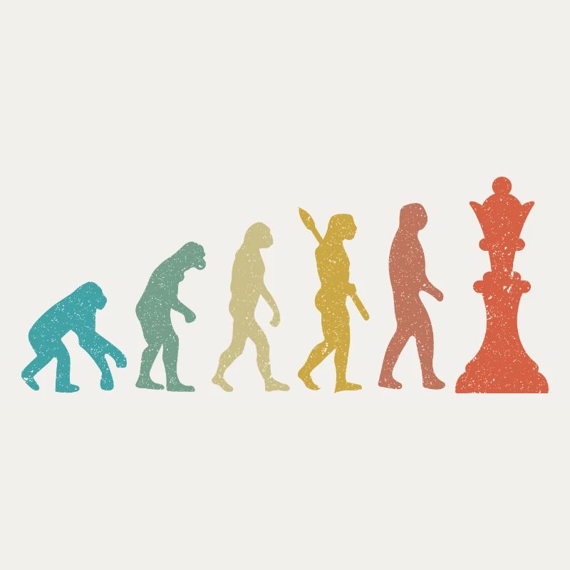 Évolution de l’Homme vers le Roi Échecs Humour