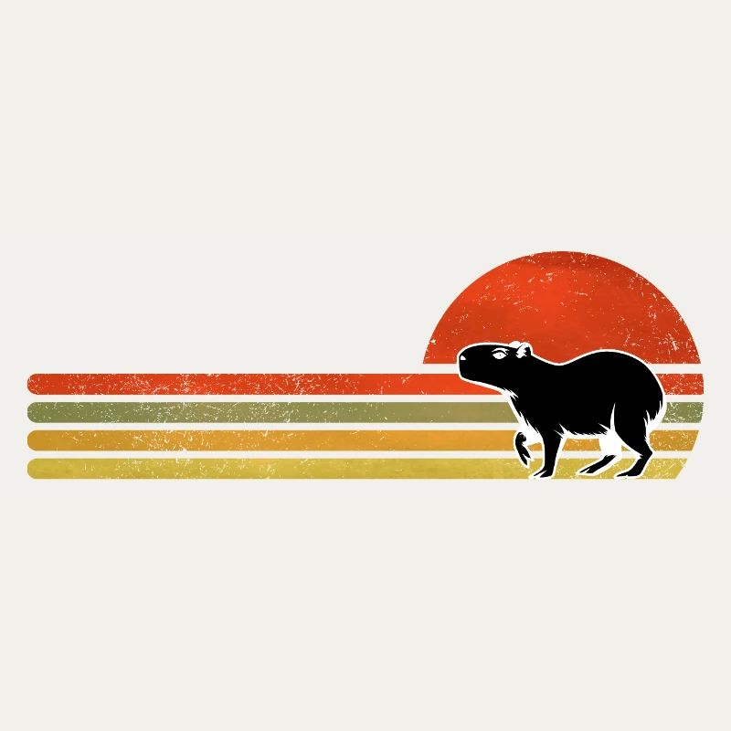 Silhouette rétro Capybara Sunset