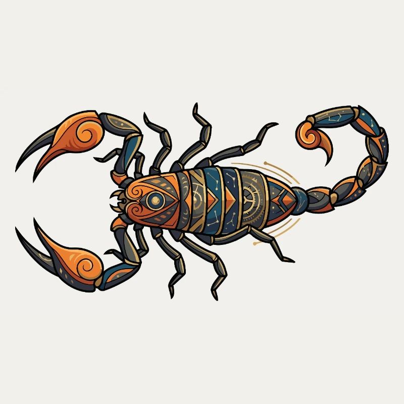 Tribal Scorpion Geometric Pattern Motif