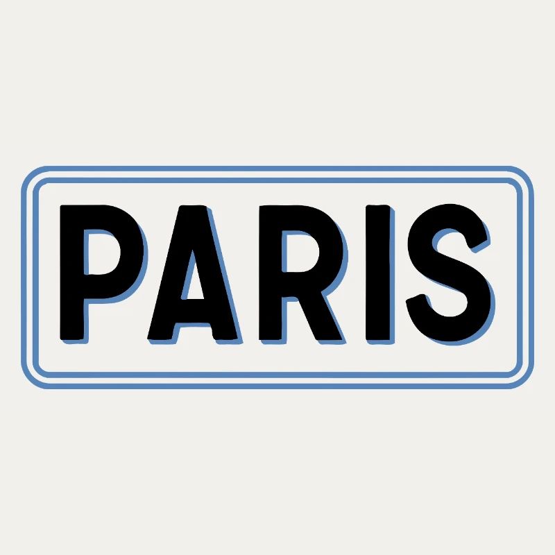 Paris in Linear Blue Silhouette