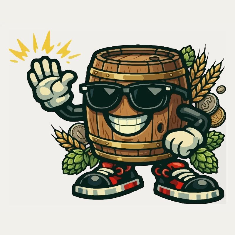 Bier-Maskottchen mit Sonnenbrille