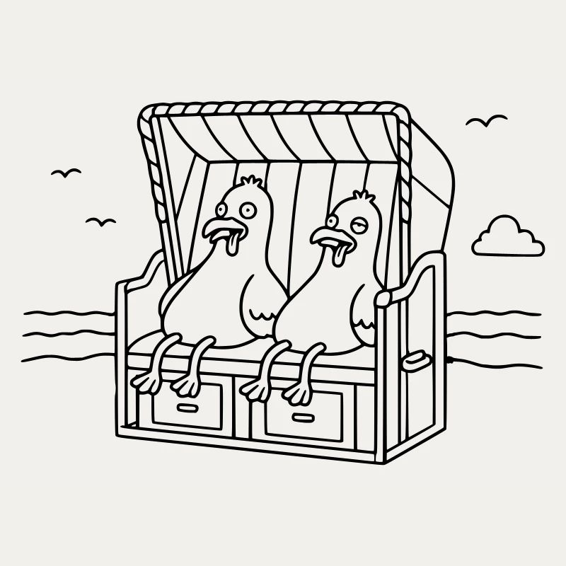 Witzige Möwen Strandkorb