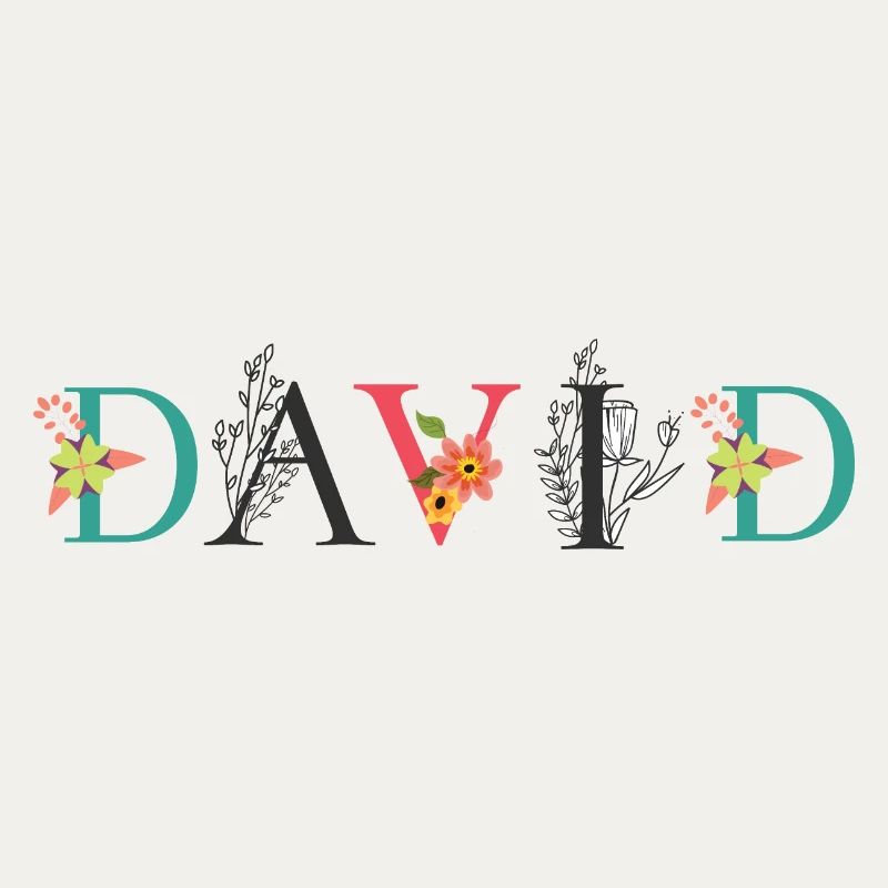 DAVID Nom Art avec fleurs brodées