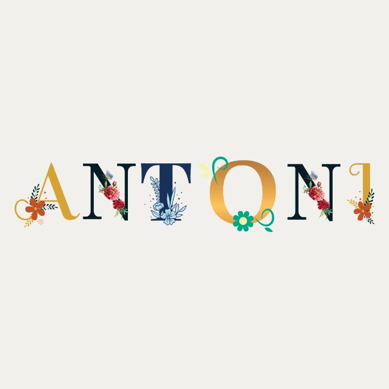 Nom ANTONI décoré de fleurs