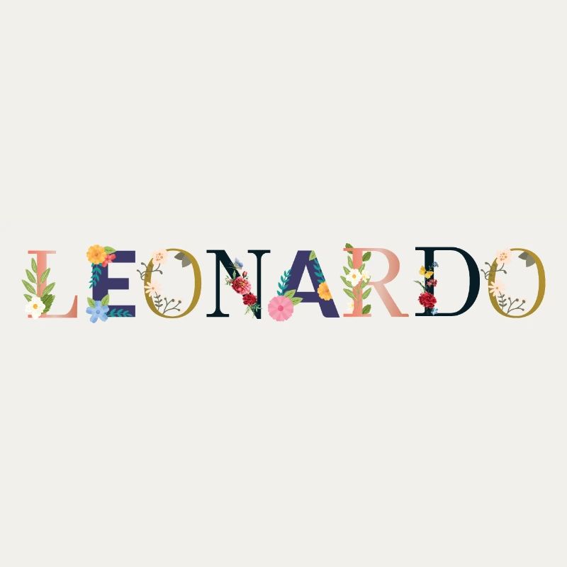 Le nom de LEONARDO décoré de fleurs