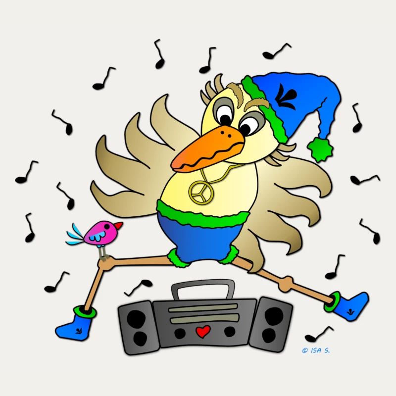 Weird Bird Dancer with Ghetto Blaster Fun Comic