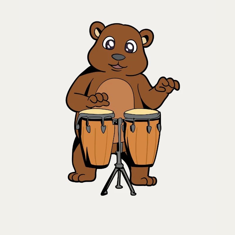 Comic Bear joue des percussions