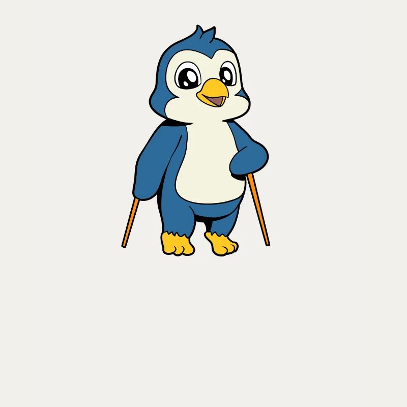 Nordic Walking Comic Penguin