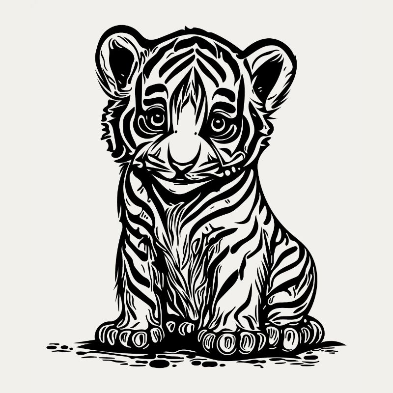 Cute little tiger with elegant striped pattern