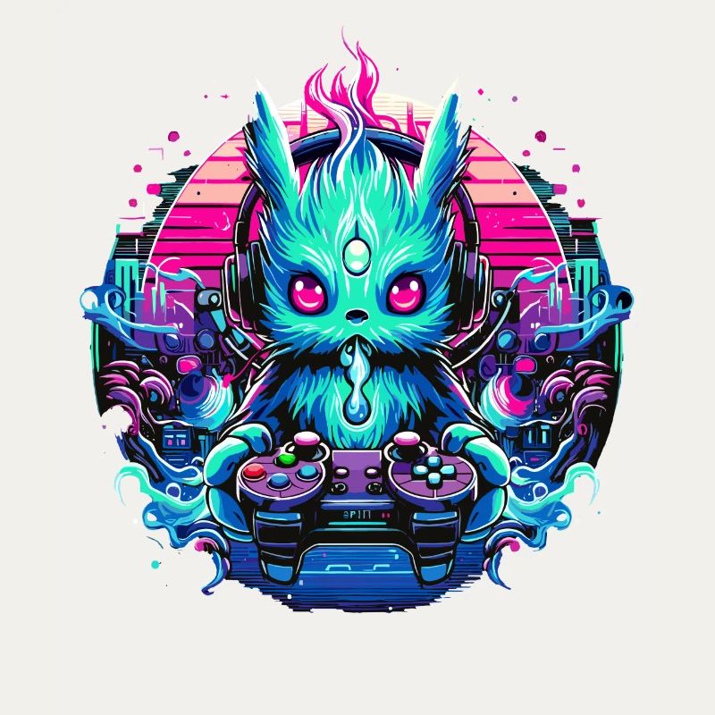 Synthwave Gamer Gaming Alien