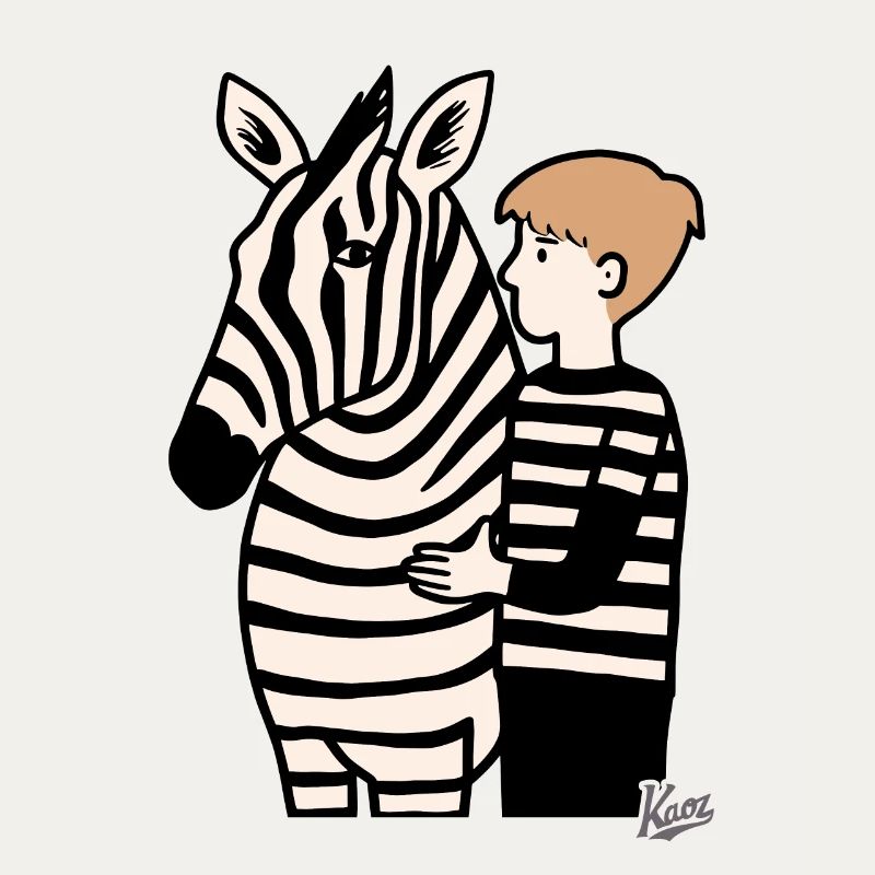 Boy with zebra