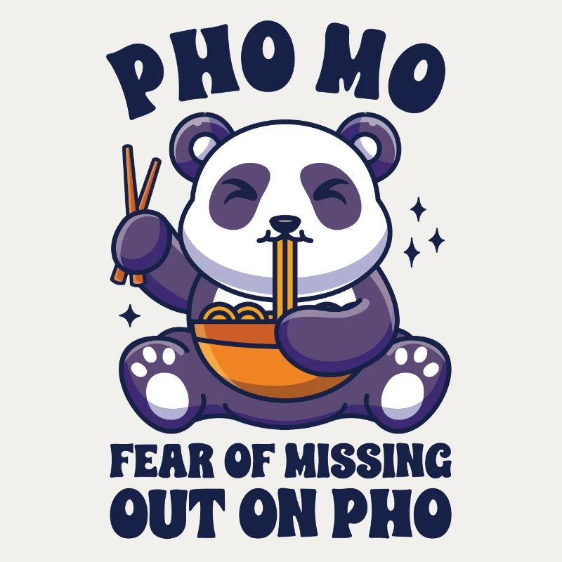 Drôle Pho Panda mignon mangeant Pho