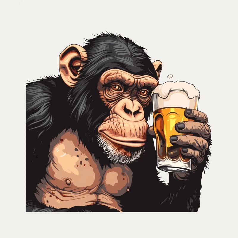 Cute Chimpanzee Drinking Beer 2