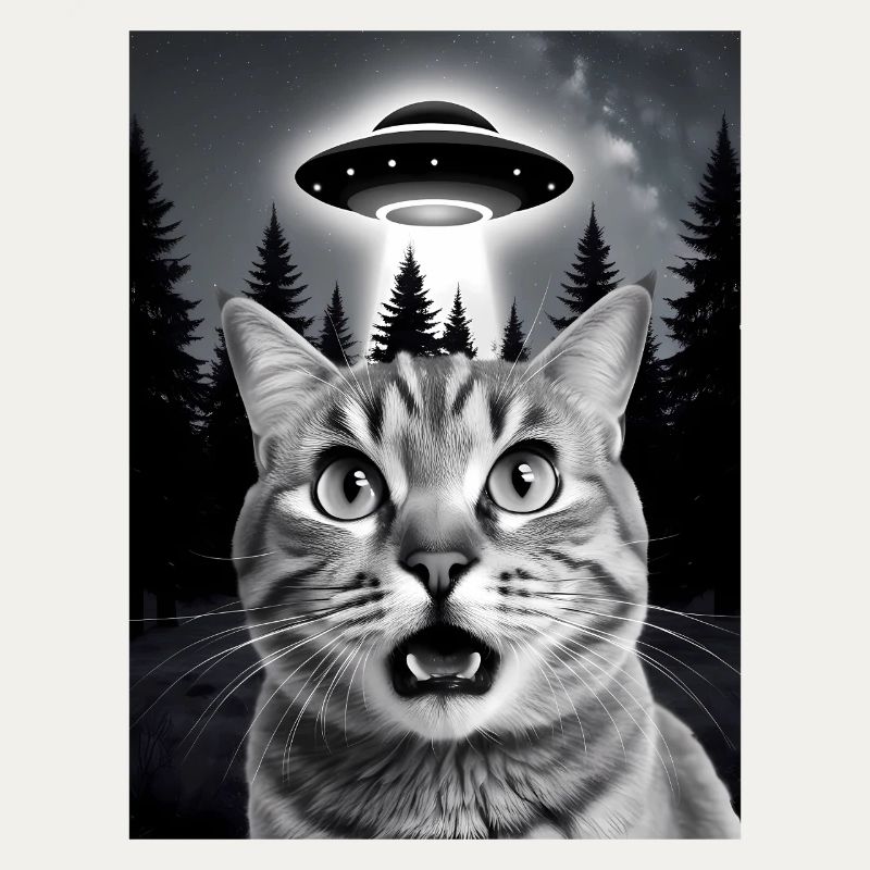 Selfie von einer Katze mit Ufo
