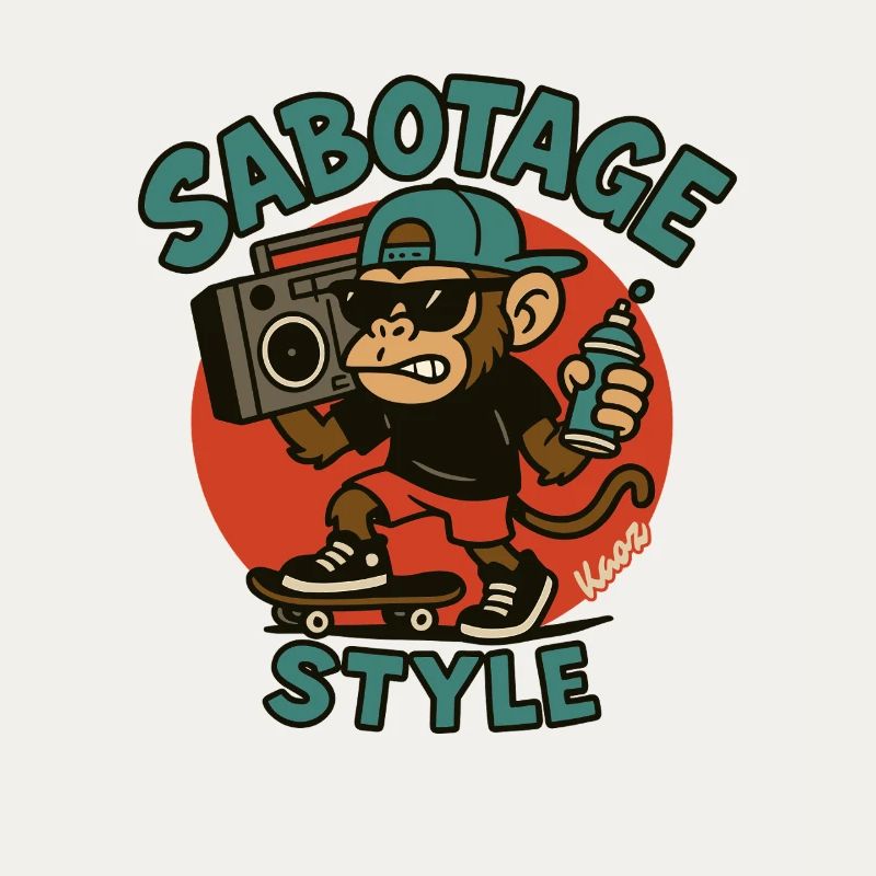 Cool Monkey avec style de planche à roulettes et de bombe aérosol